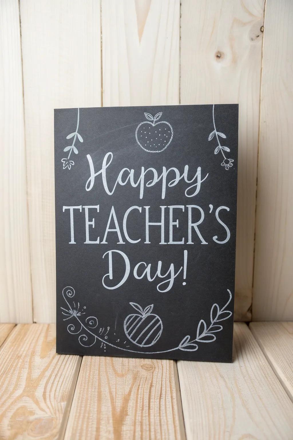 Honor Teacher's Day with an endearing slate board card—where effortlessness blends with heartfelt artistry!