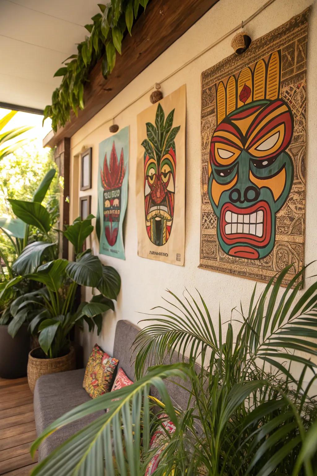Tribal carving imagery gives a whimsical cultural aspect to your home.