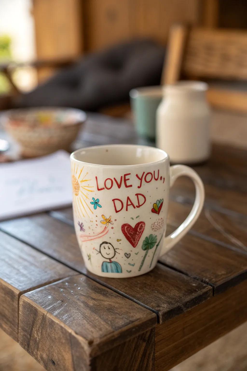 Enjoy your beverage in style with a mug created from the heart—destined to become every dad's favorite!