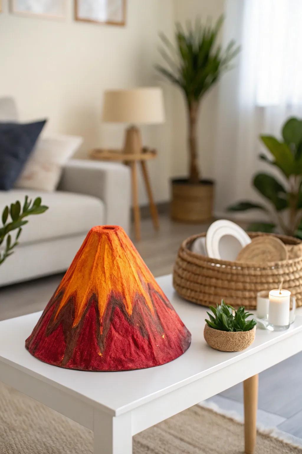 Sculpt your own lively papier-mâché volcano and introduce a burst of color into a space of understated elegance.
