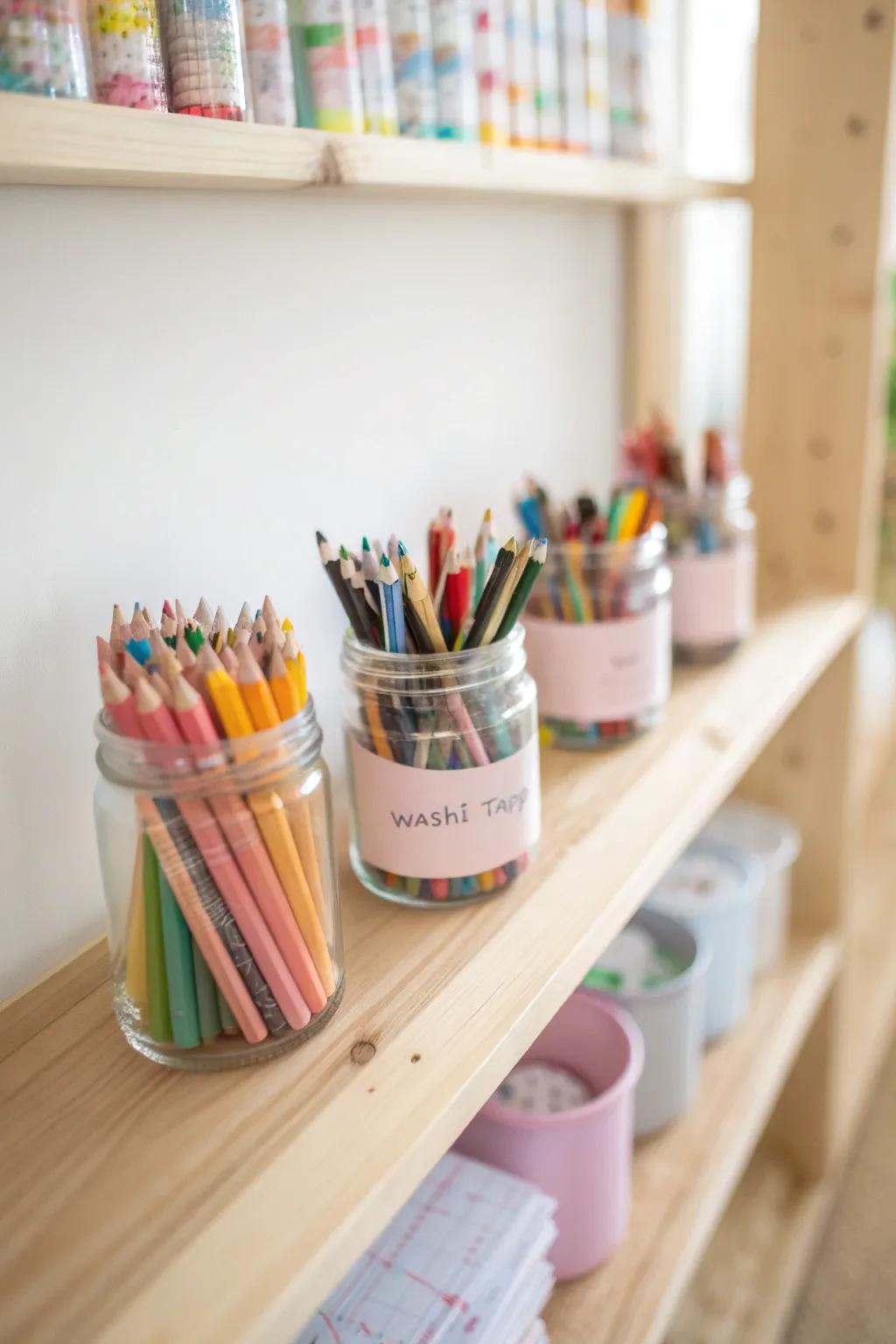 Transform disorder into inventiveness: Arrange your kids' art materials with flair and simplicity!