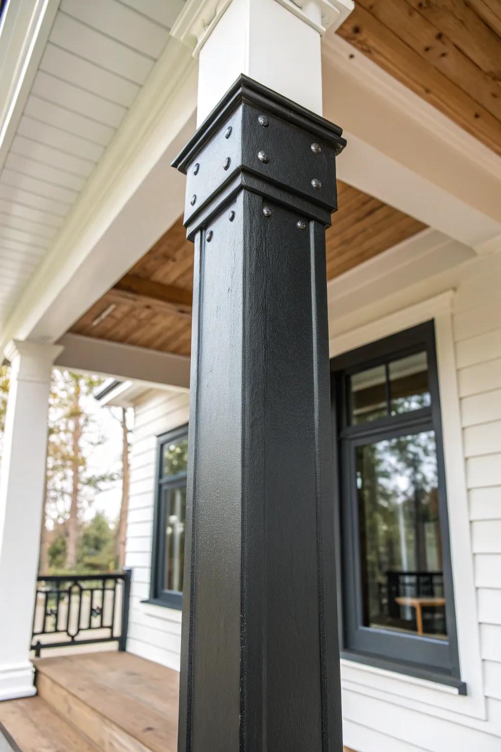 Refine your porch with streamlined metallic sleeves, embodying minimalist and contemporary sophistication.