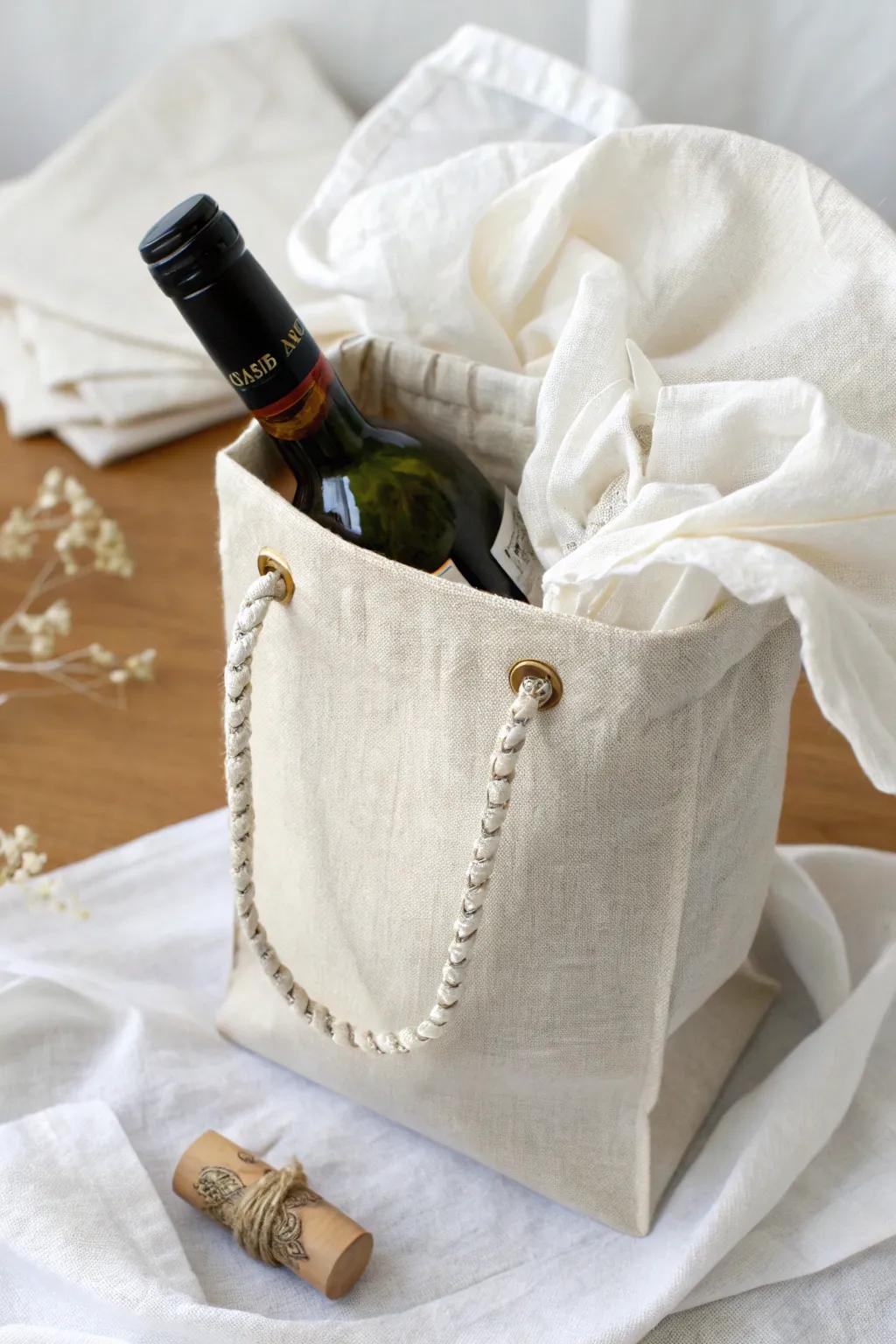 Effortless sophistication: Transform any wine bottle into a chic present with a sprinkle of minimalist style.