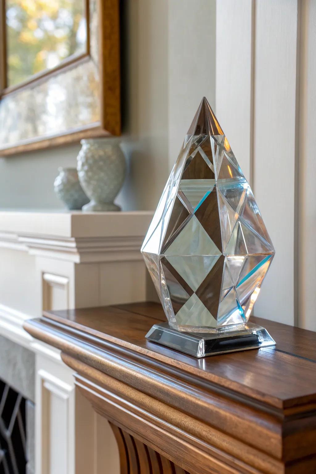 Honor your triumphs with the elegance of geometric glass.