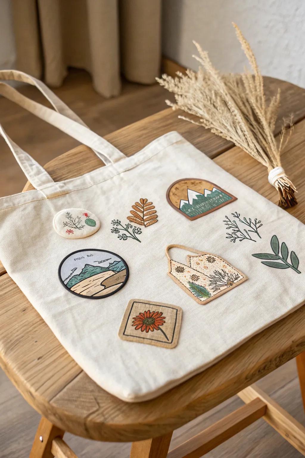 With appealing iron-on appliqués, turn your tote into a showcase for memories and style.