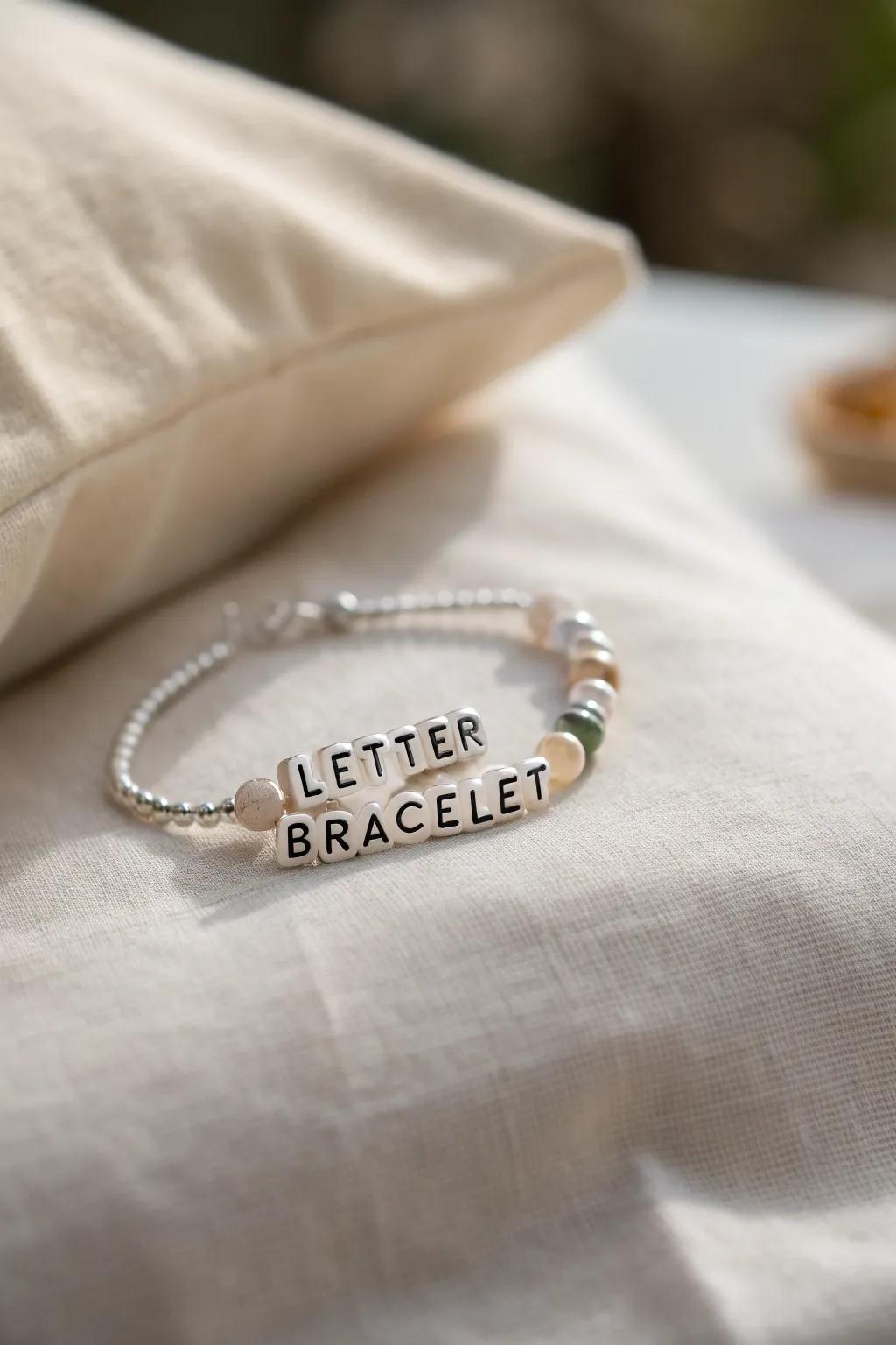 Carry a piece of yourself: a minimalist letter bracelet with a deeply personal touch.