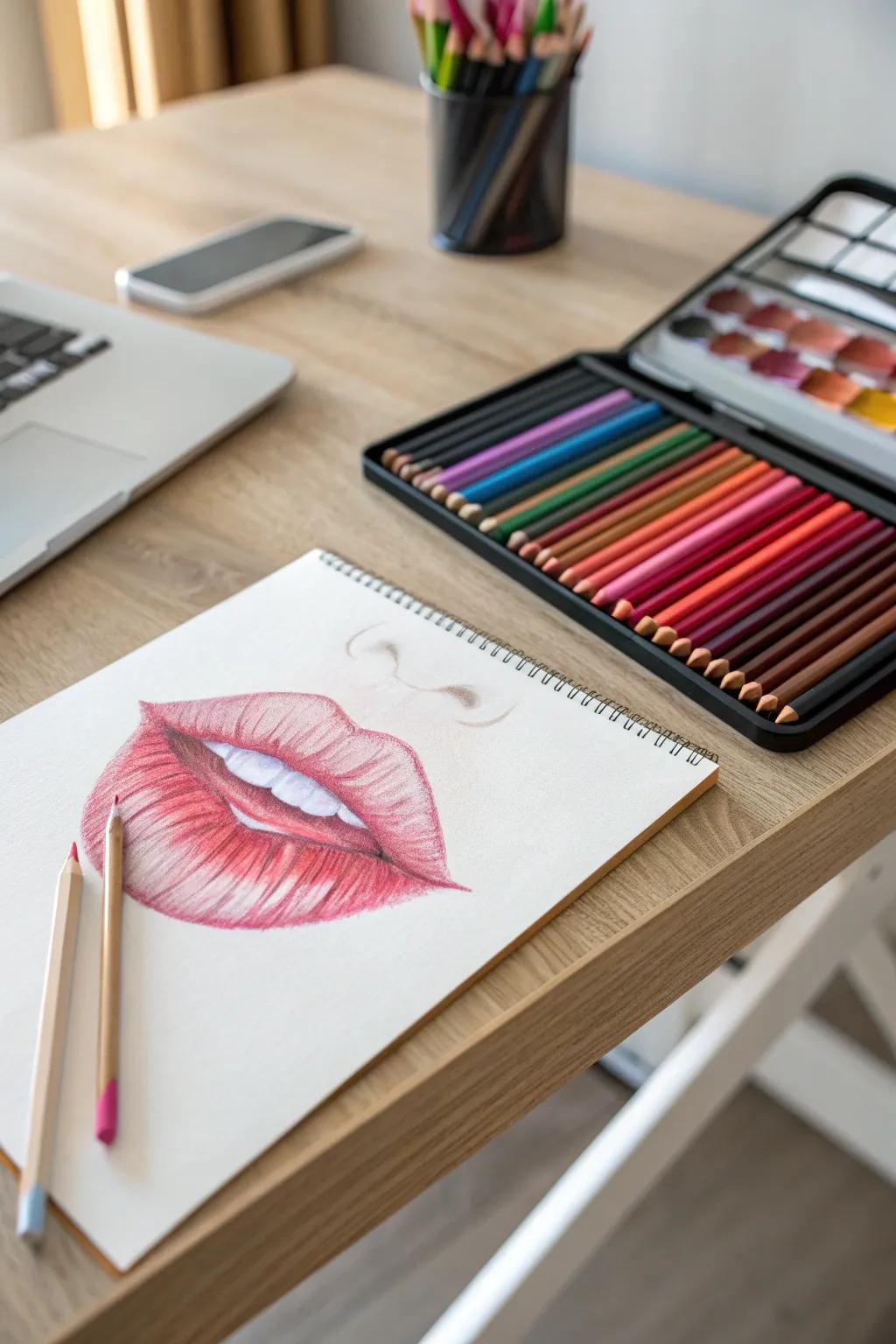 Enliven your lip creations with lively reds and pinks, adopting simplicity and artistry.