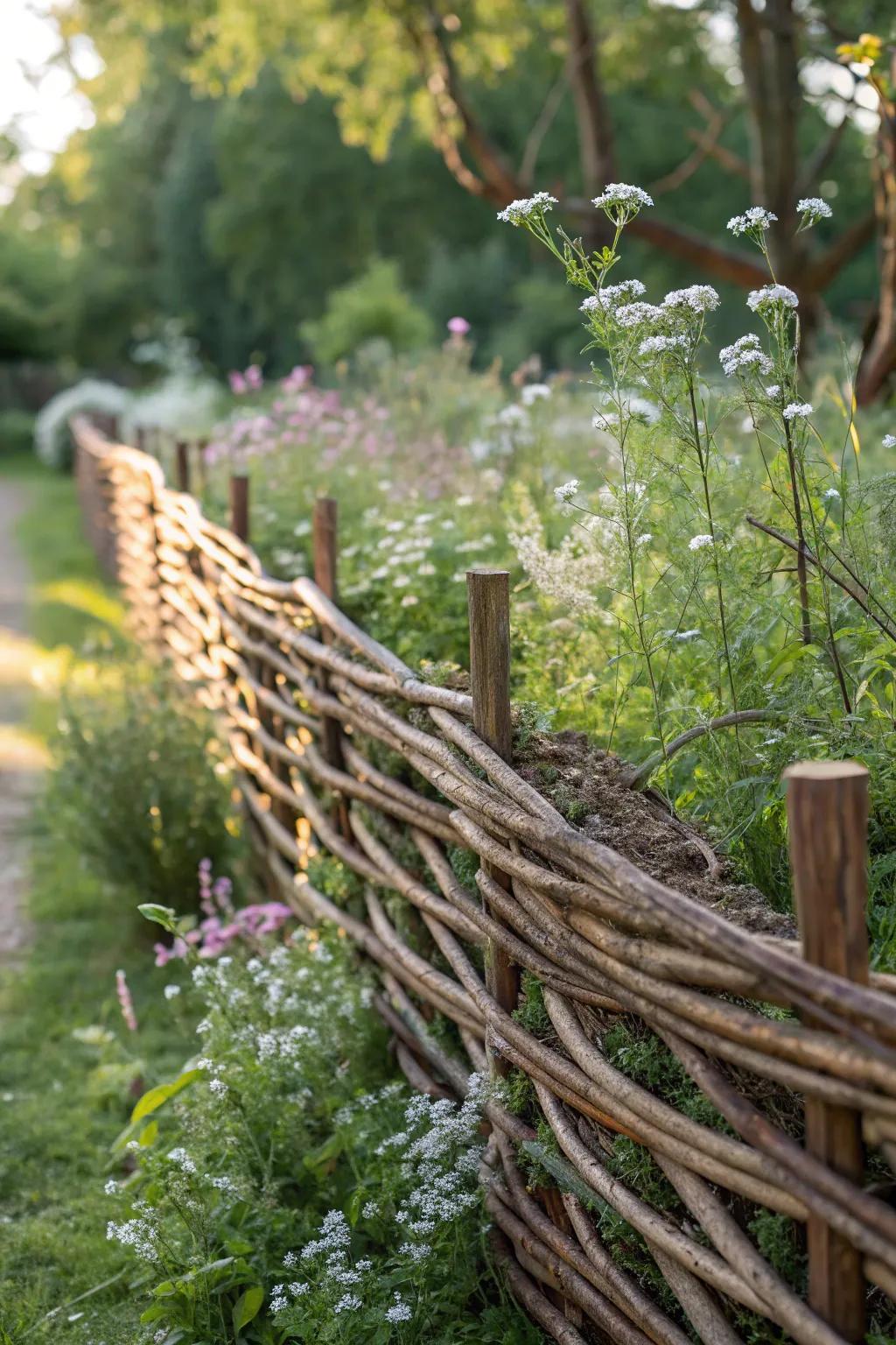 Appreciate countryside sophistication with a handmade hazel fence that converts your garden into a whimsical hideaway.