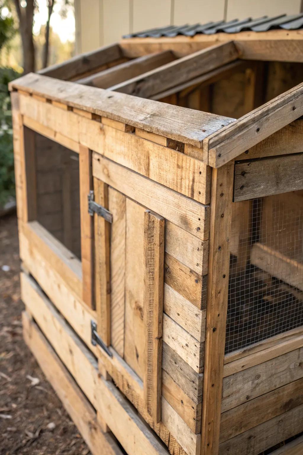 Turn wood platforms into a strong DIY chicken coop—where skill meets creativity.