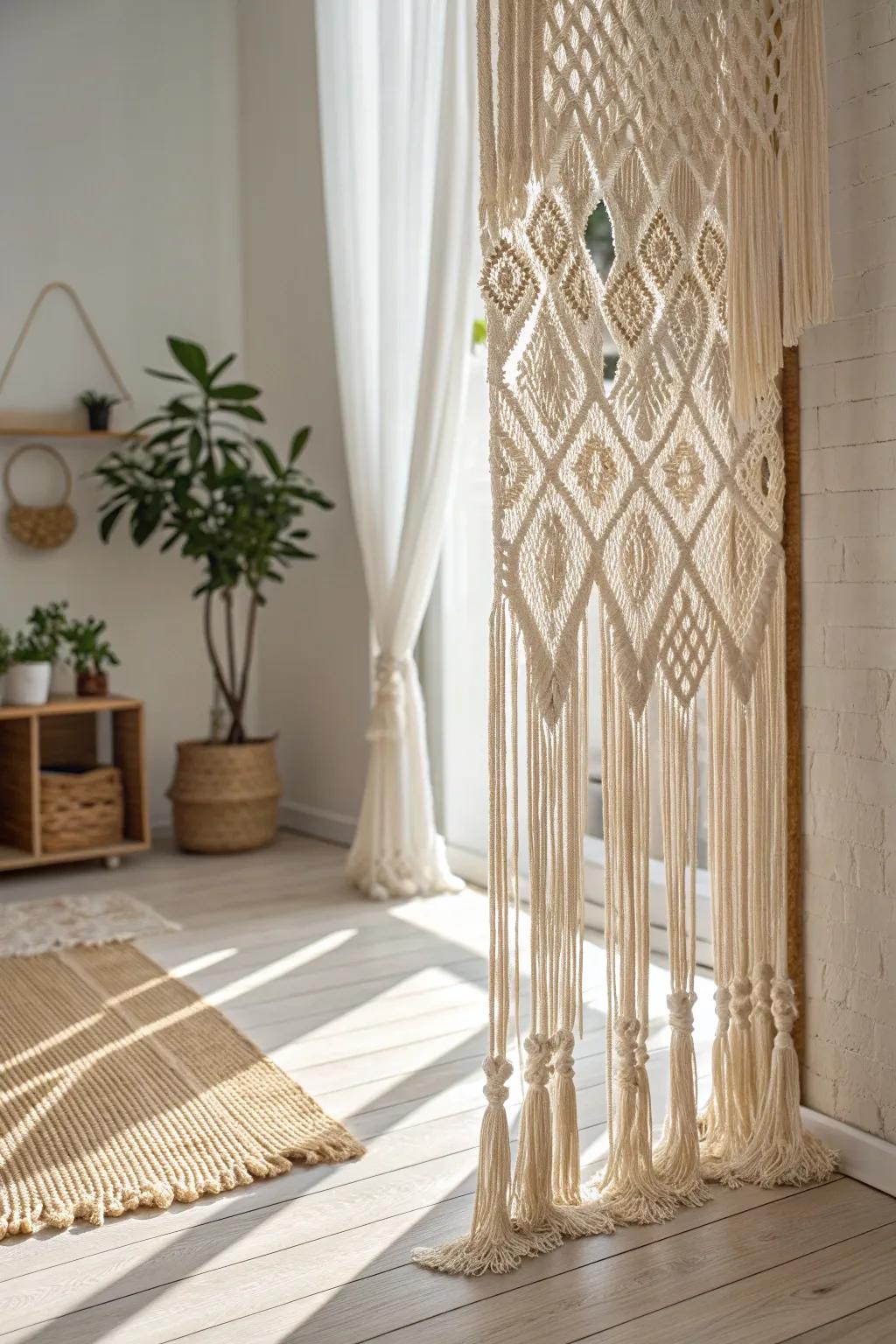 Enhance your area with the artistry of macrame: Handmade sophistication aligns with minimalist beauty.