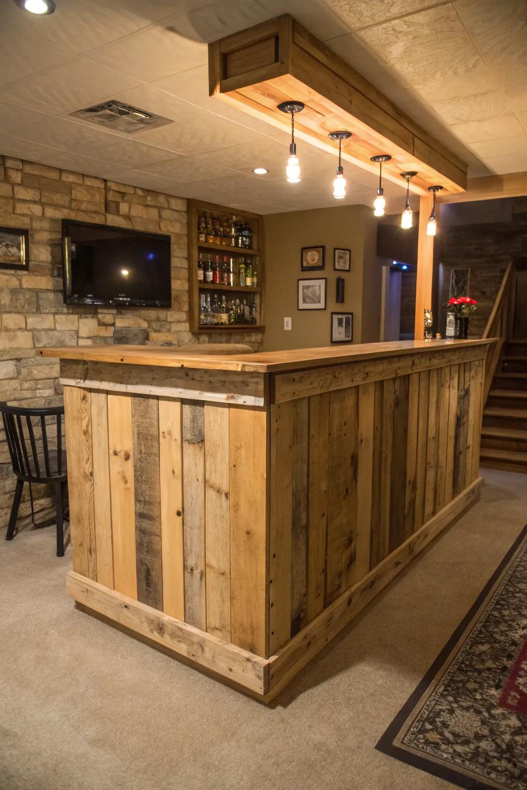Craft a rustic retreat with a DIY pallet bar that showcases the beauty of craftsmanship.