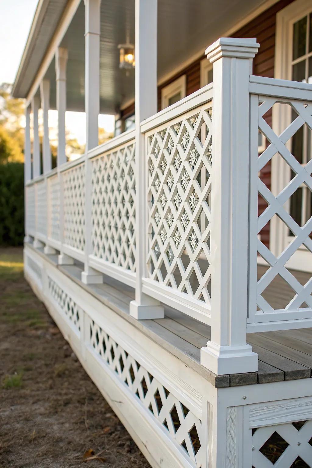 Elevate your mobile home style with a hint of Southern refinement using a splendidly crafted lattice hitch cover.