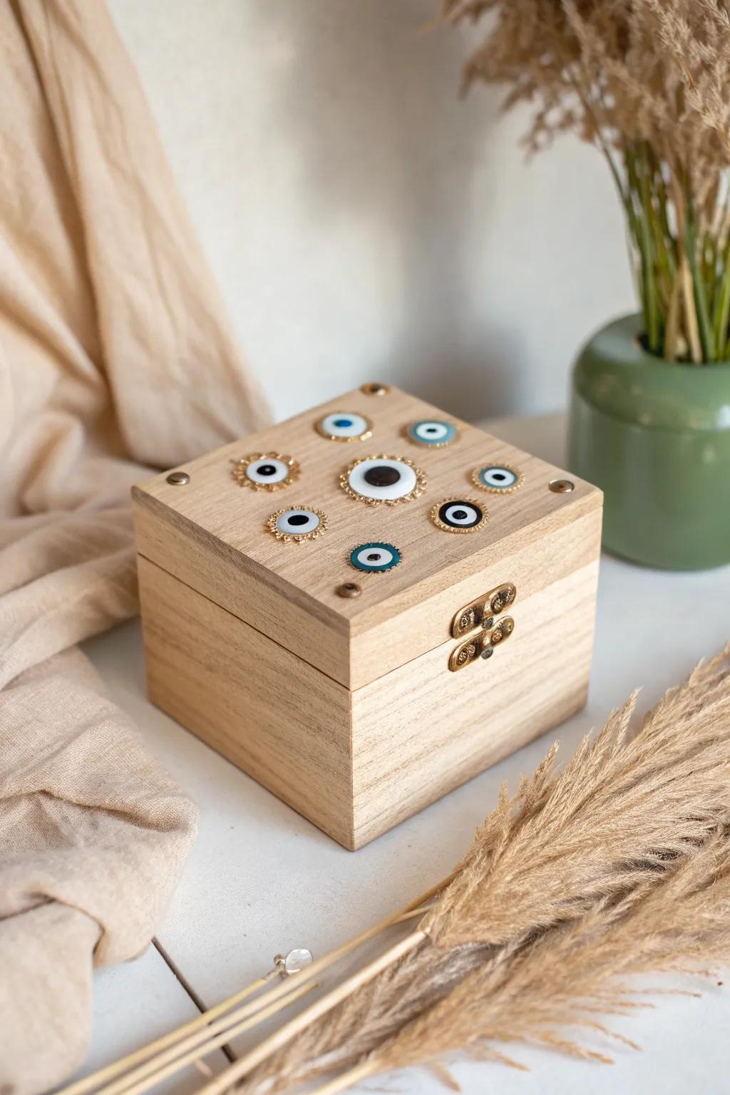 Embrace the quirky charm of oversized oogly eyes with this beautifully crafted Scandinavian-inspired monster box.