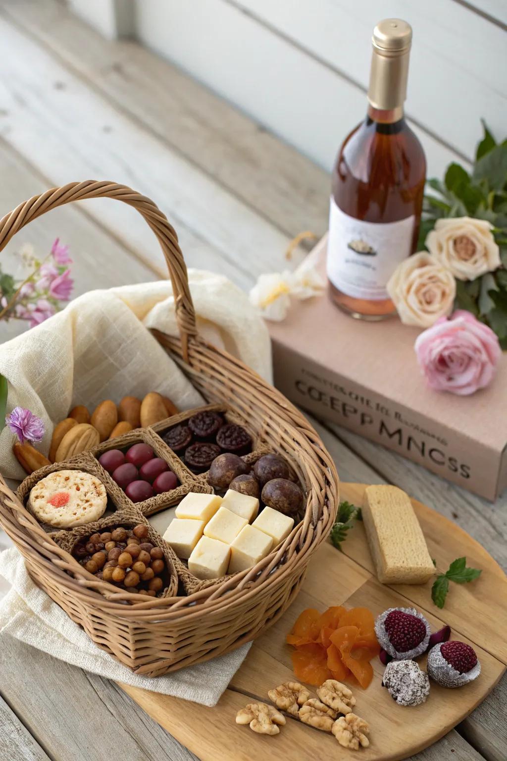 Savor the joy of gifting with this stunning gourmet delight basket, tailored for Mother's Day.