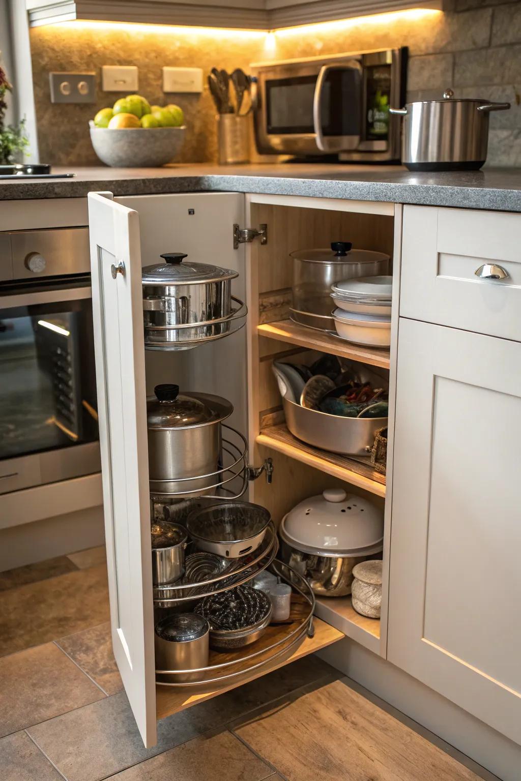 Corner systems that feature rotating elements are superb for making the most of those hard-to-reach areas.