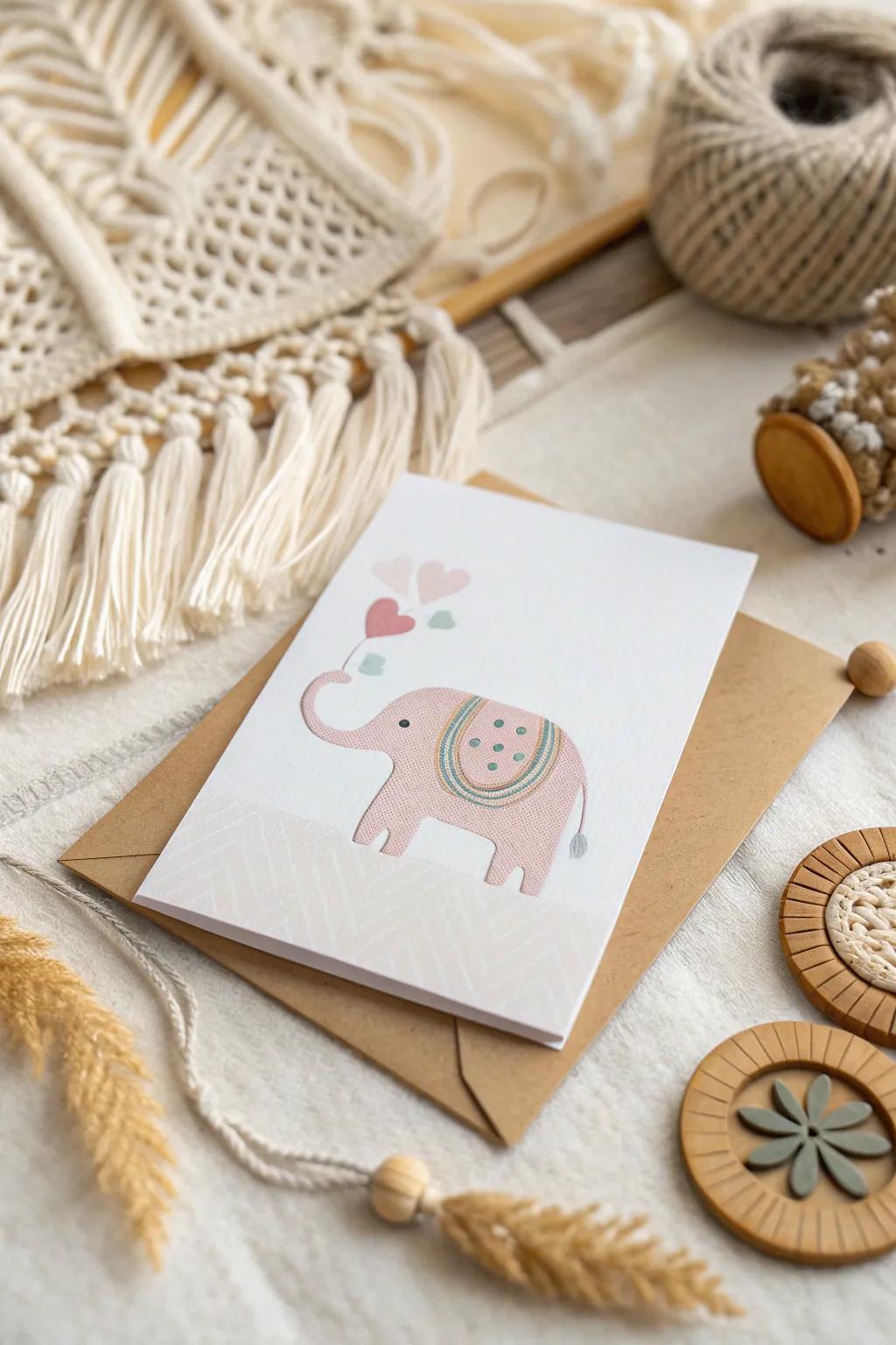 Whimsical Elephant Accents: Add a hint of playful elegance to your baby card designs.