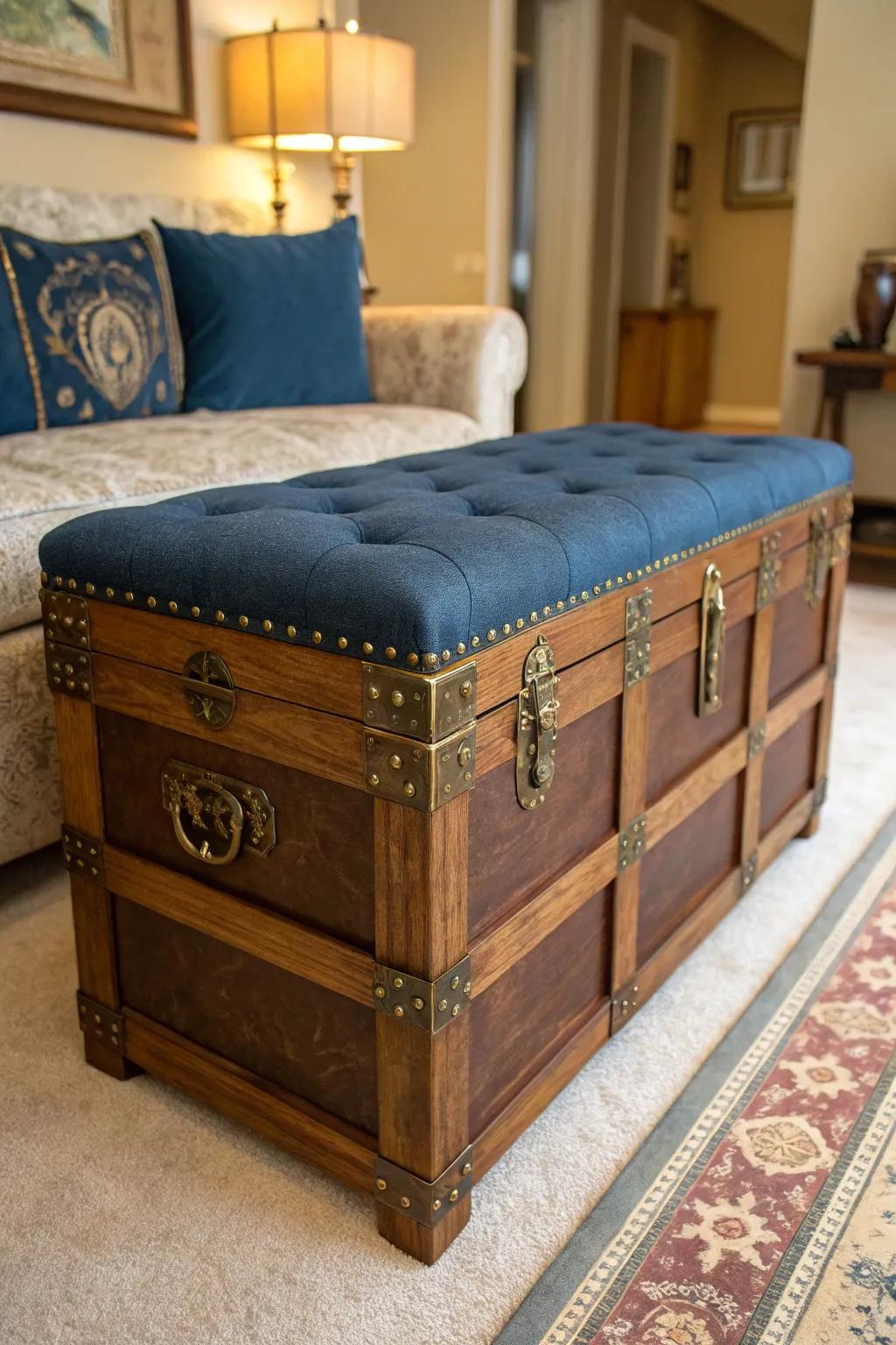 Breathe fresh life into your dwelling with a hint of yesteryear by turning an antique trunk into an inviting and functional storage seat.