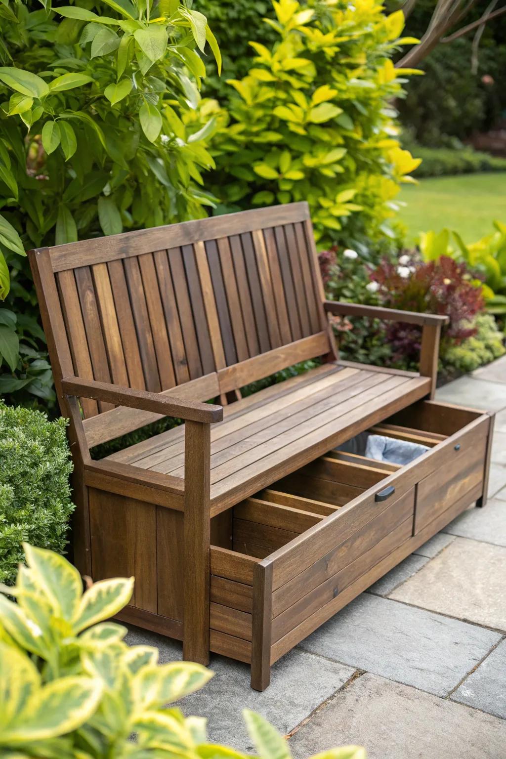 See for yourself the beauty of multi-purpose design with this handmade seating unit, combining comfort with clever stowage.