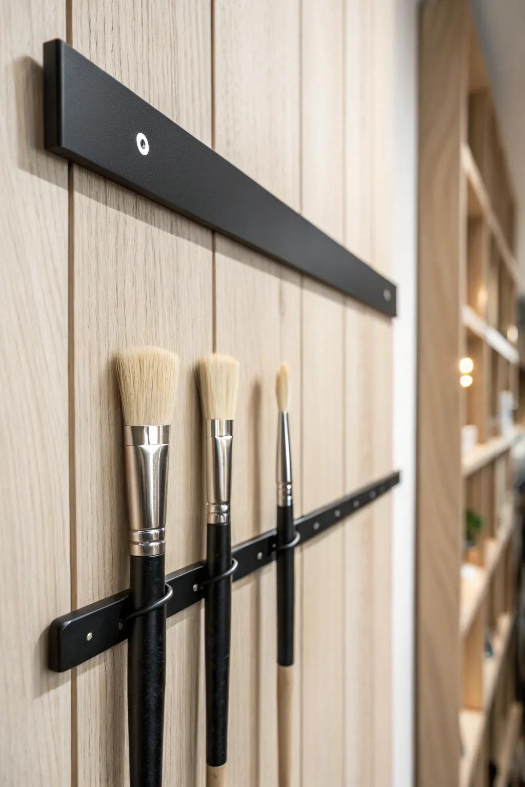 Refine your art space with understated elegance: magnetic strip applicator storage for today's artist.