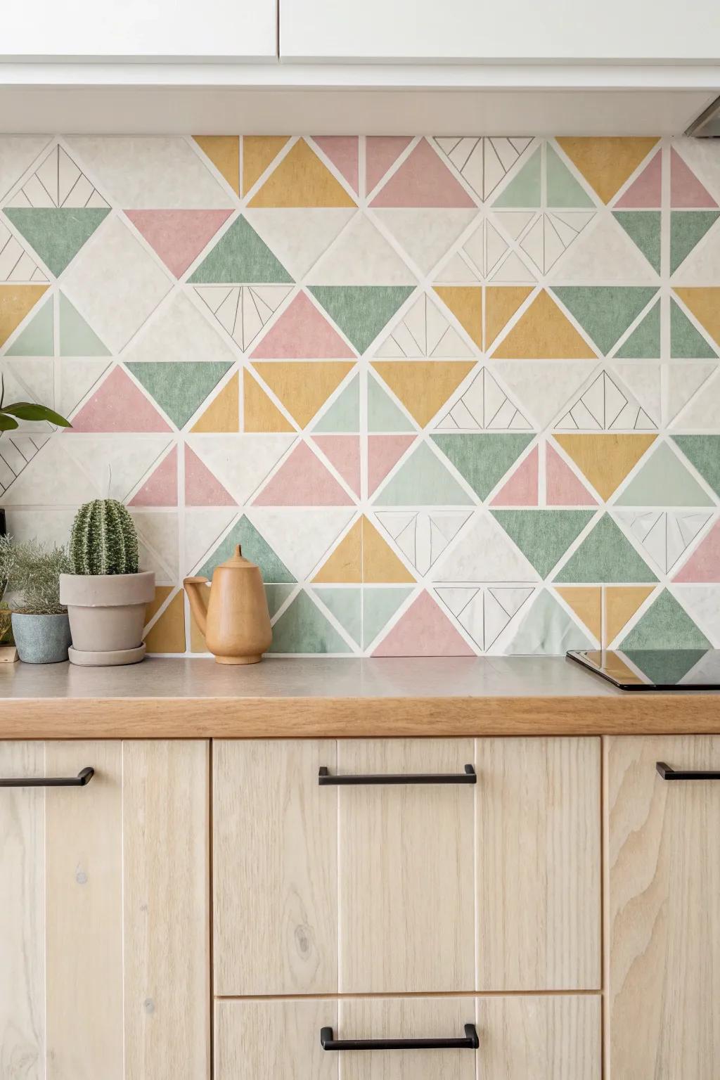 Enhance your kitchen with a symmetrical masterpiece, merging Scandinavian simplicity with bohemian allure.
