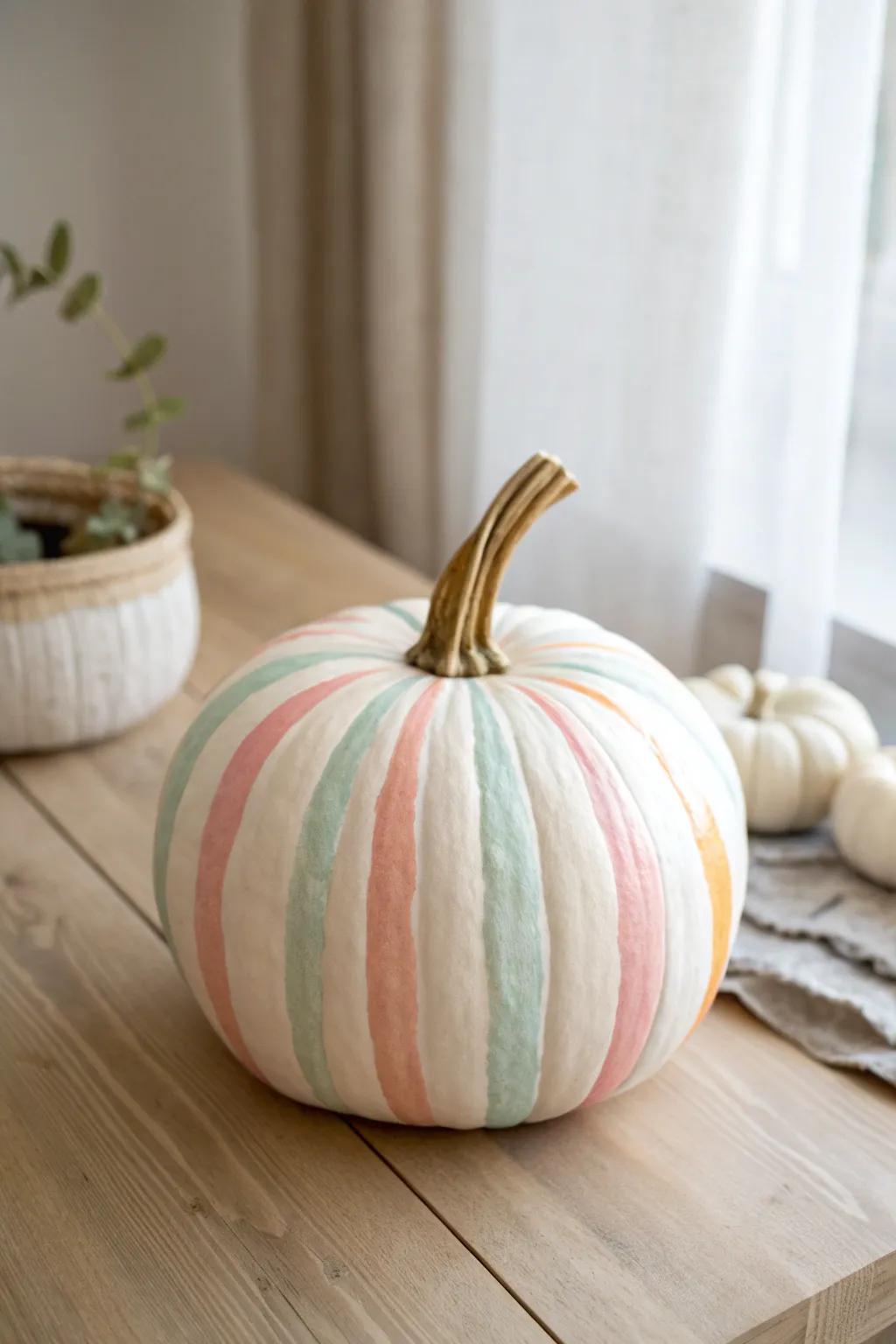 Transform your pumpkin with simple, timeless stripes for a splash of color and charm.