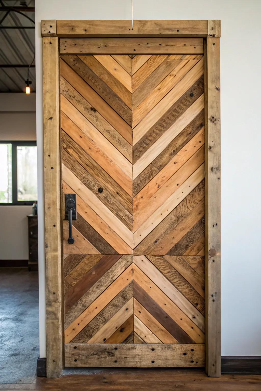 Enhance your area with the artistry of a handcrafted zigzag pattern door.