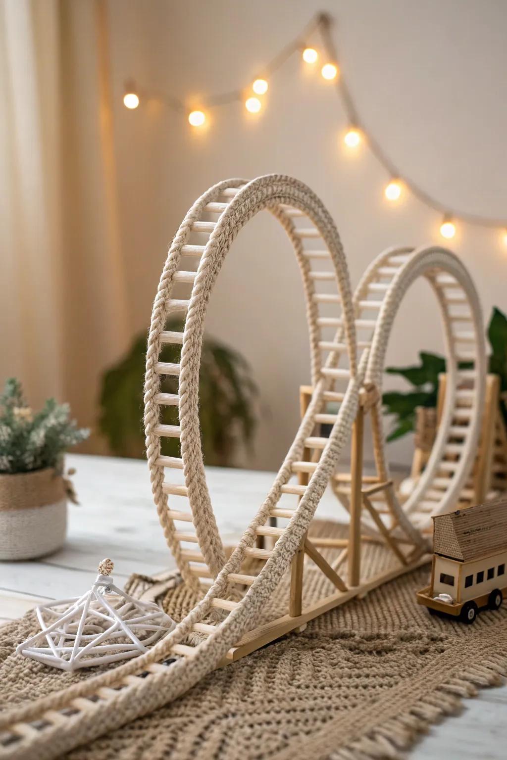 Savor the excitement of creativity with this handmade loop-de-loop paper roller coaster!