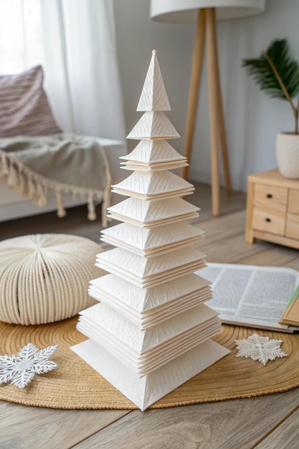 Enhance your living space with stacked paper artistry: simplicity meets grace.