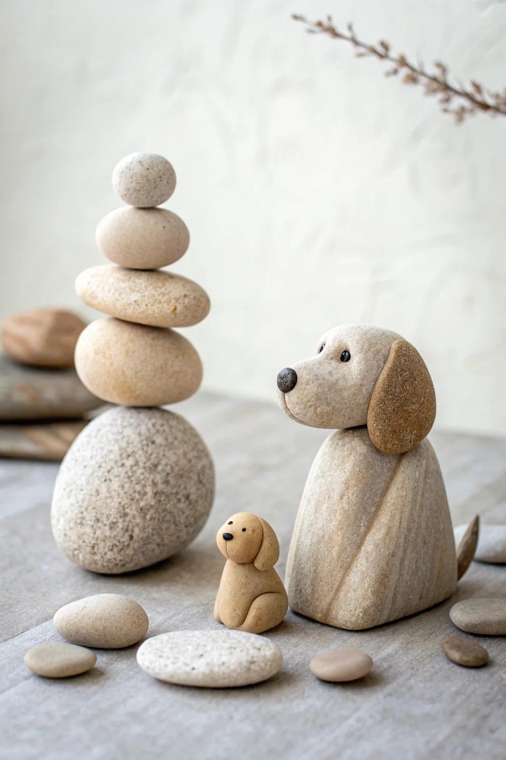 Honor the bond with charming pebble pets, where simplicity intertwines with warmth.