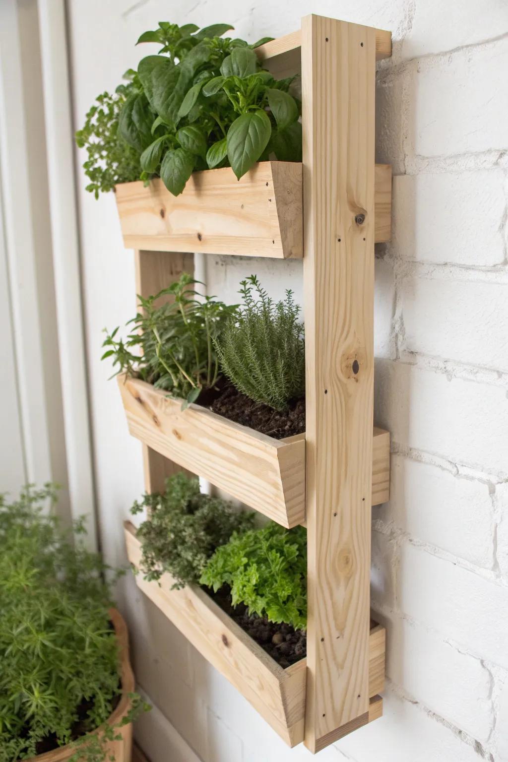 Enhance your kitchen area with a simple upright herb collection. A seamless blend of style and greenery!