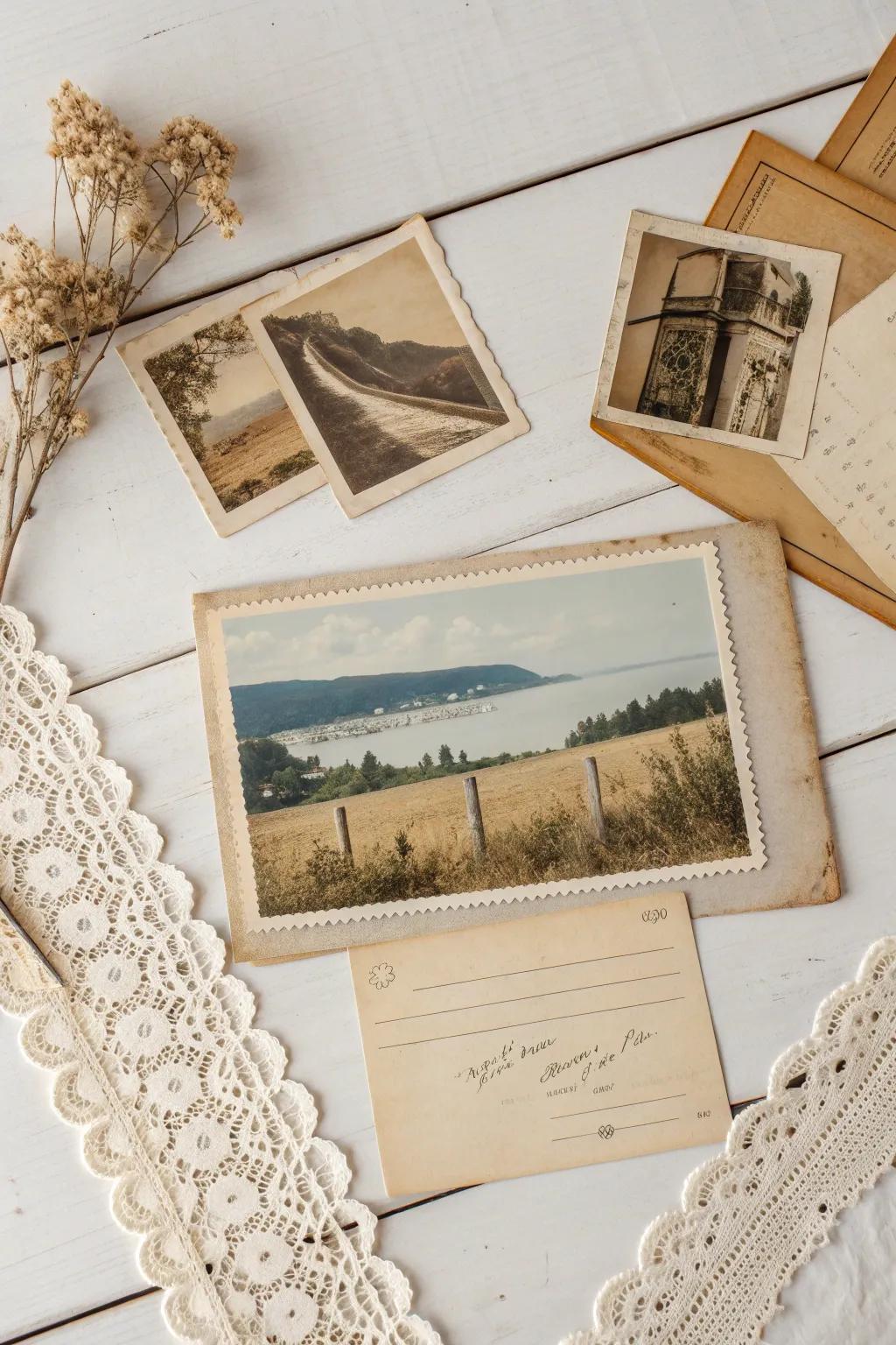 Embrace enduring beauty with a vintage-influenced collage that adds warmth to any space.