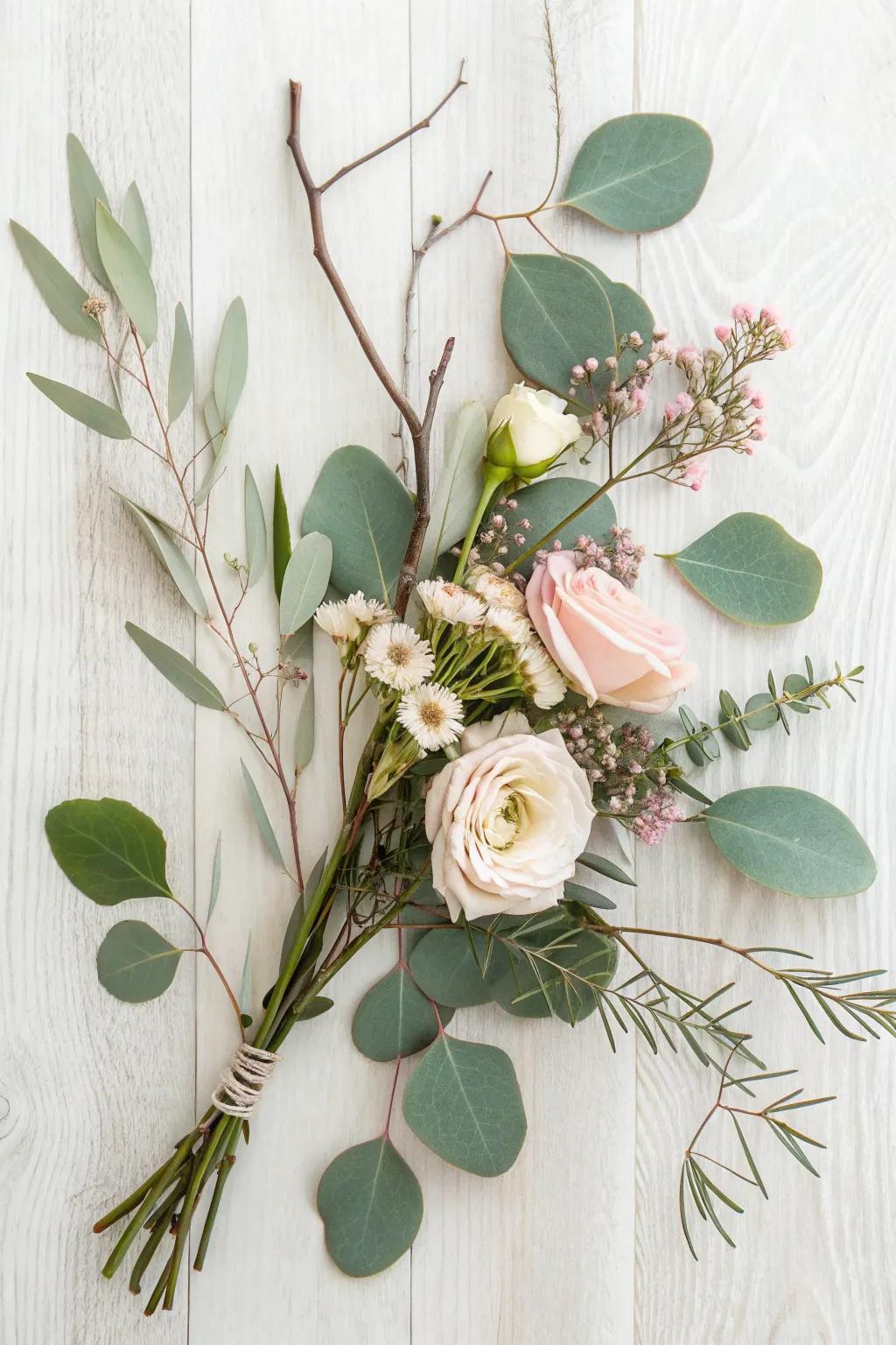 Embrace the artistry of nature with a serene and sophisticated botanical assemblage, inspiring creativity and bringing the outdoors inside.