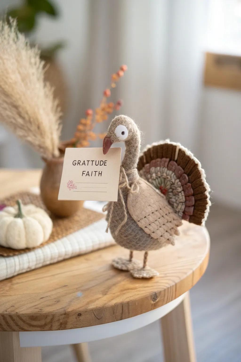 Express thankfulness with this charming friend puppet, a simple reminder of faith and gratitude.