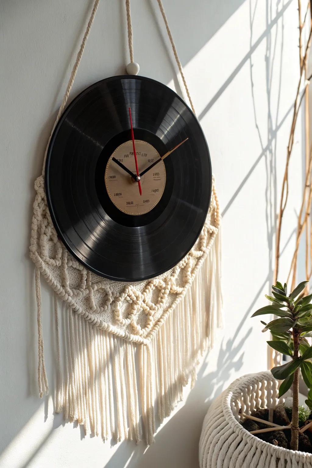 Enduring sophistication: Revamp your vintage records into an impressive record timepiece, merging retro allure with minimalist aesthetics.
