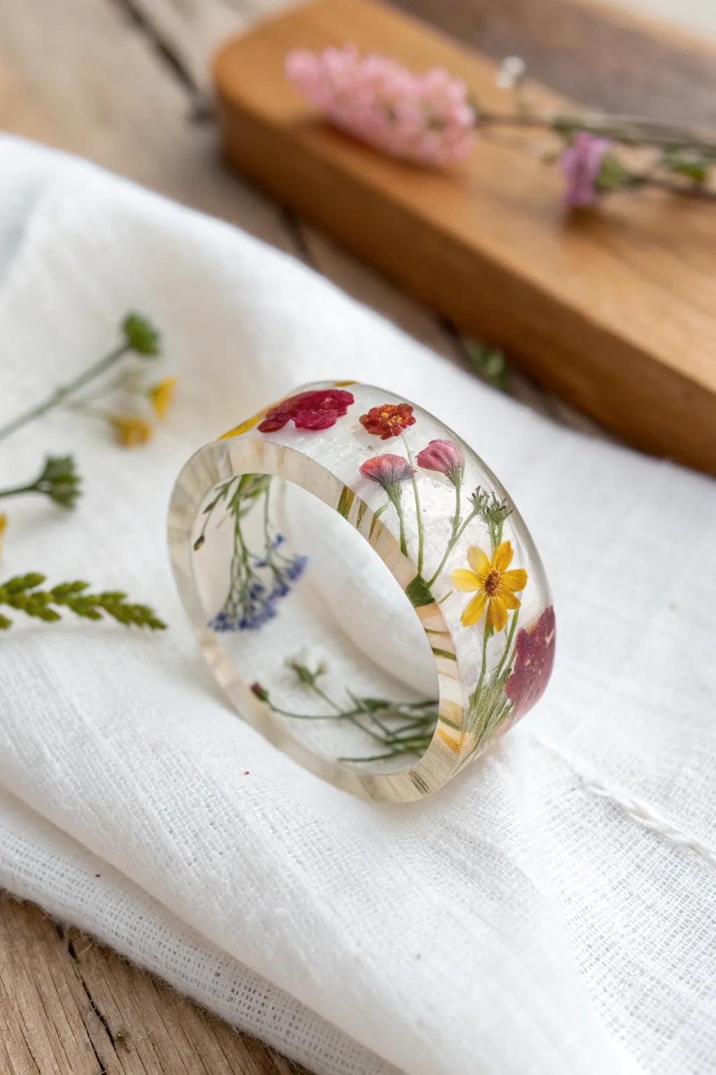 Organic refinement captured in a resin ring, a flawless combination of simplicity and charm.