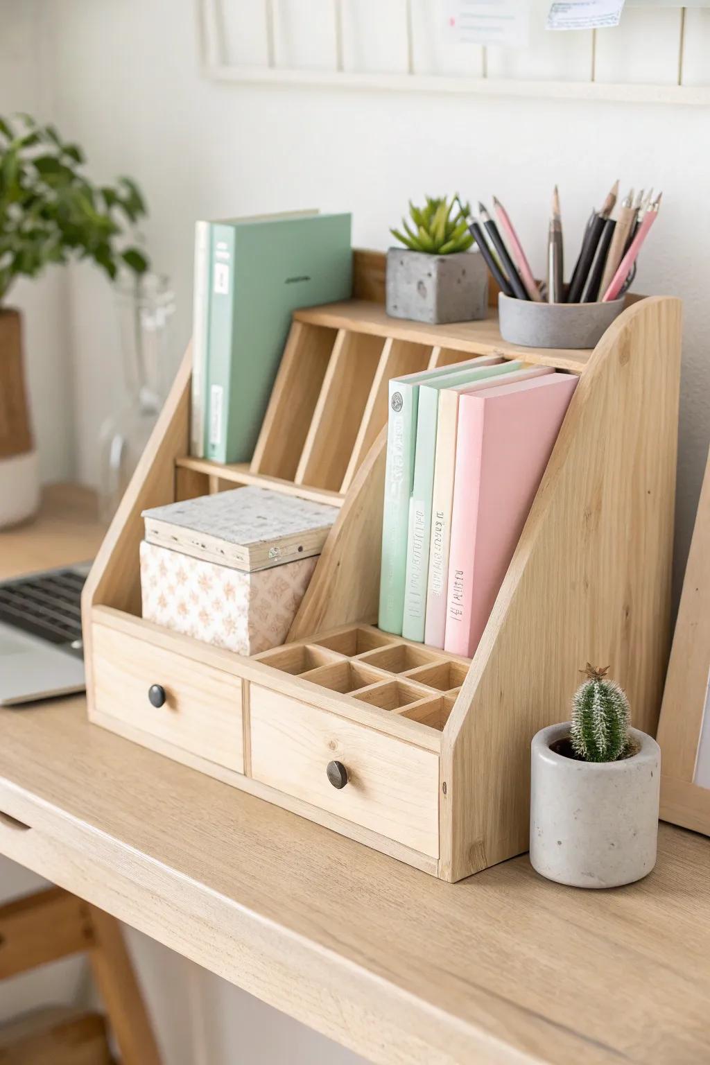 Revamp your workspace into a comfortable hideaway with these ingenious cubby shelf organizers. Perfect for a hint of sophistication and practicality!