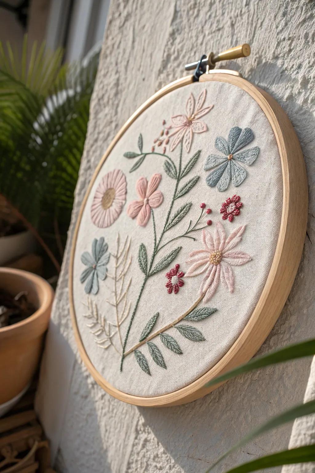 Transform your environment with the delicate allure of embroidered wall art.
