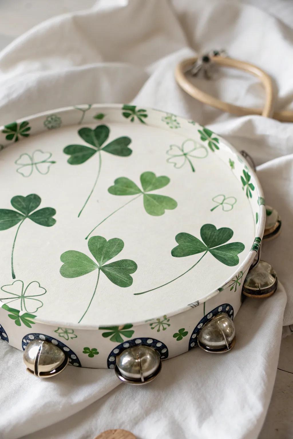 Bring a musical element to your revelries with this endearing shamrock rattle!