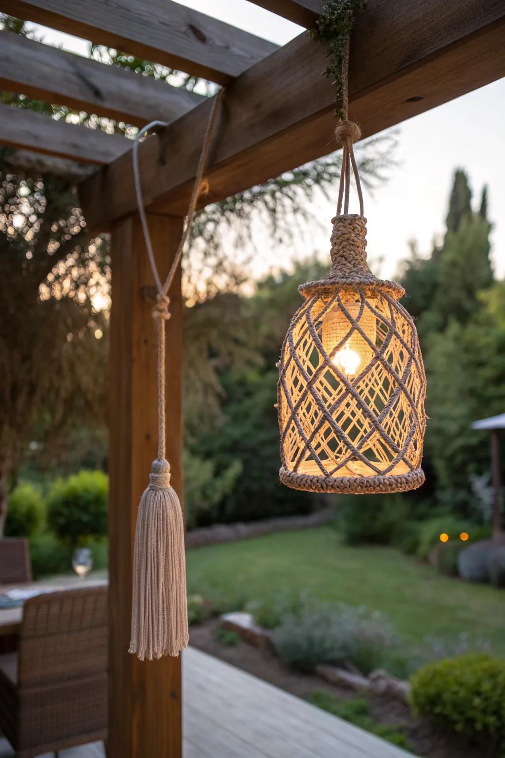 Bask in the enchanting radiance of dangling solar beacons, a symphony of simplicity and bohemian grace.