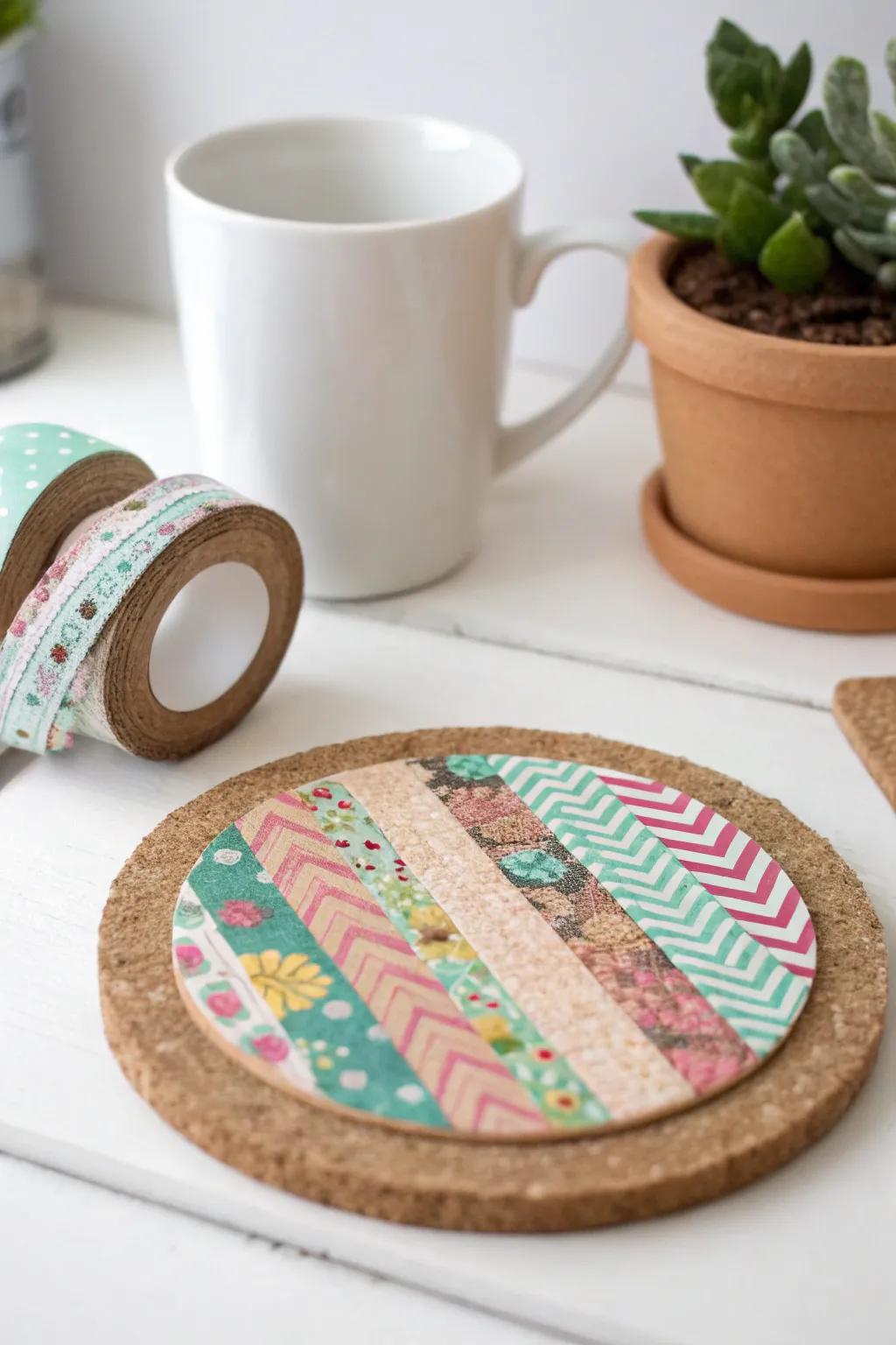 Enhance your tea table with these do-it-yourself vibrant adhesive coasters!