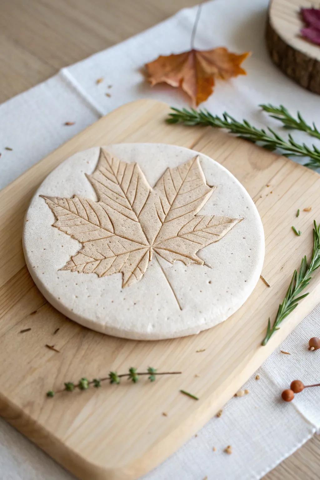 Seize the spirit of autumn through nature's molds imprinted in clay.