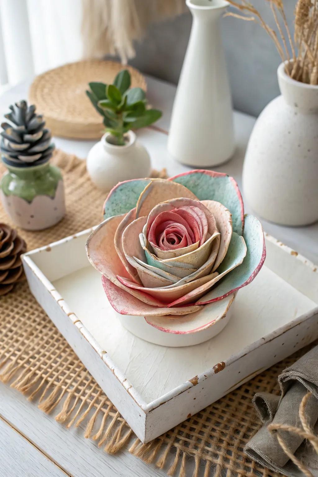 Exquisite Craftsmanship: Uncover the allure of repurposed artistry through these breathtaking dimensional layered blossoms.