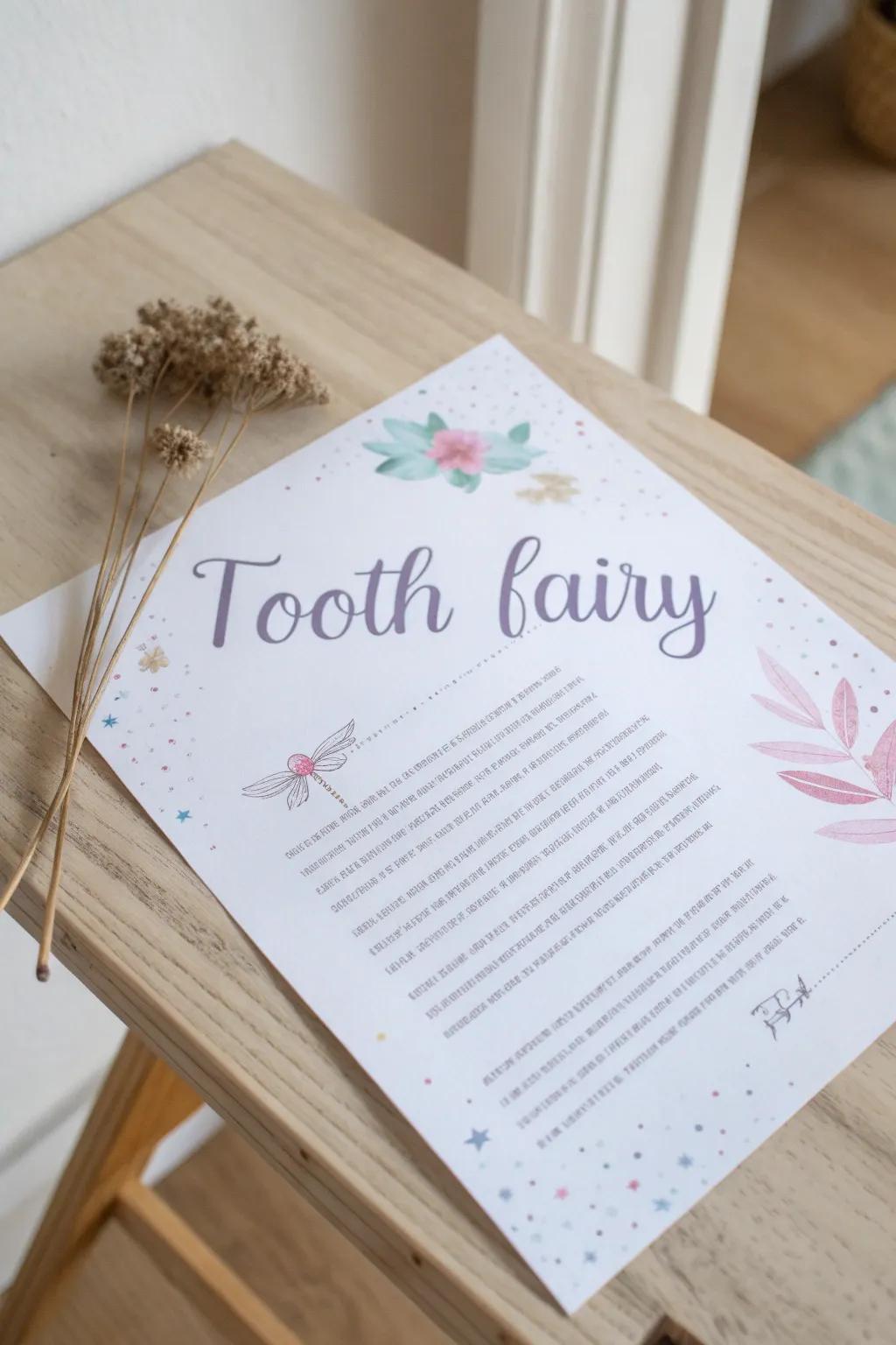 Enthrall your child's realm of make-believe through a tailored tooth guardian note, intertwining Scandinavian understatement with a dash of bohemian allure.