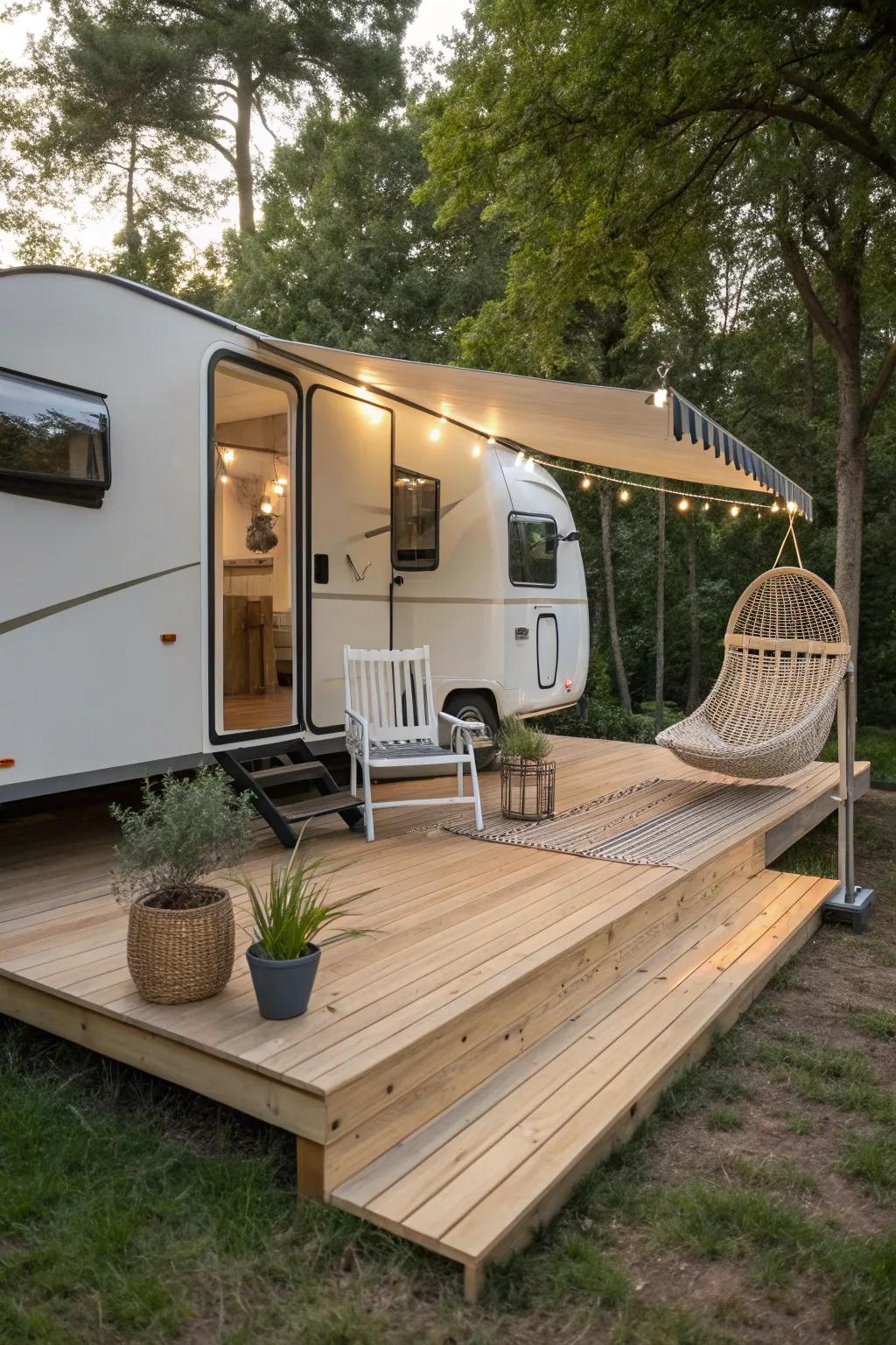 Welcome the open highway with panache and coziness—your ideal movable terrace solution for any adventure.