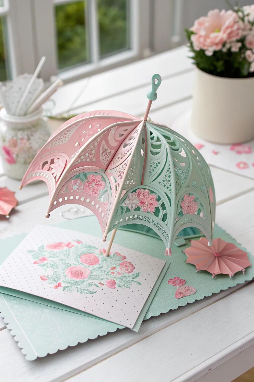 Share some happiness with this delightful moving image umbrella card, sure to brighten a dreary day.
