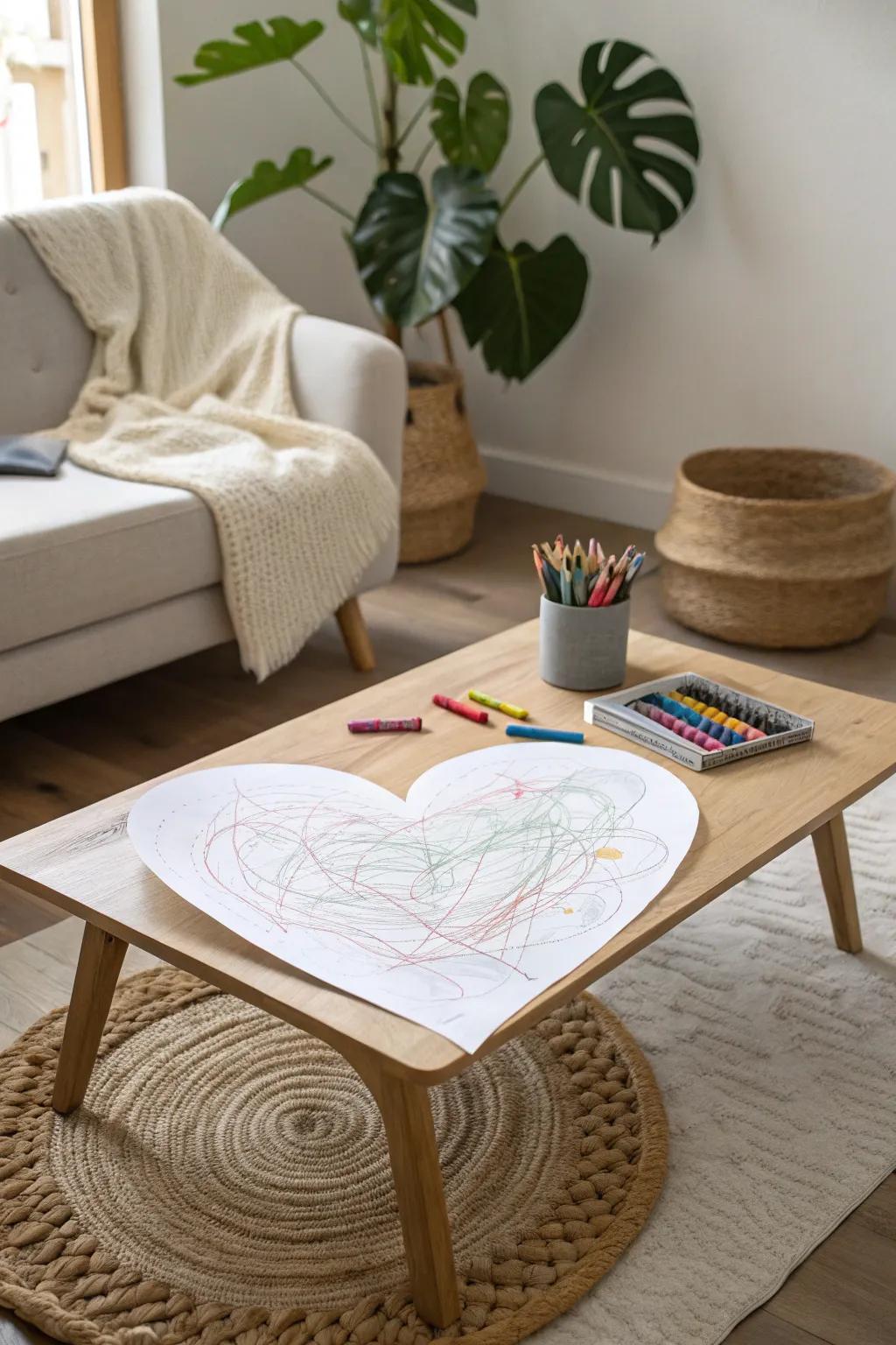 Small hands, huge love: Heart form doodles that represent the essence of a toddler's creativity.