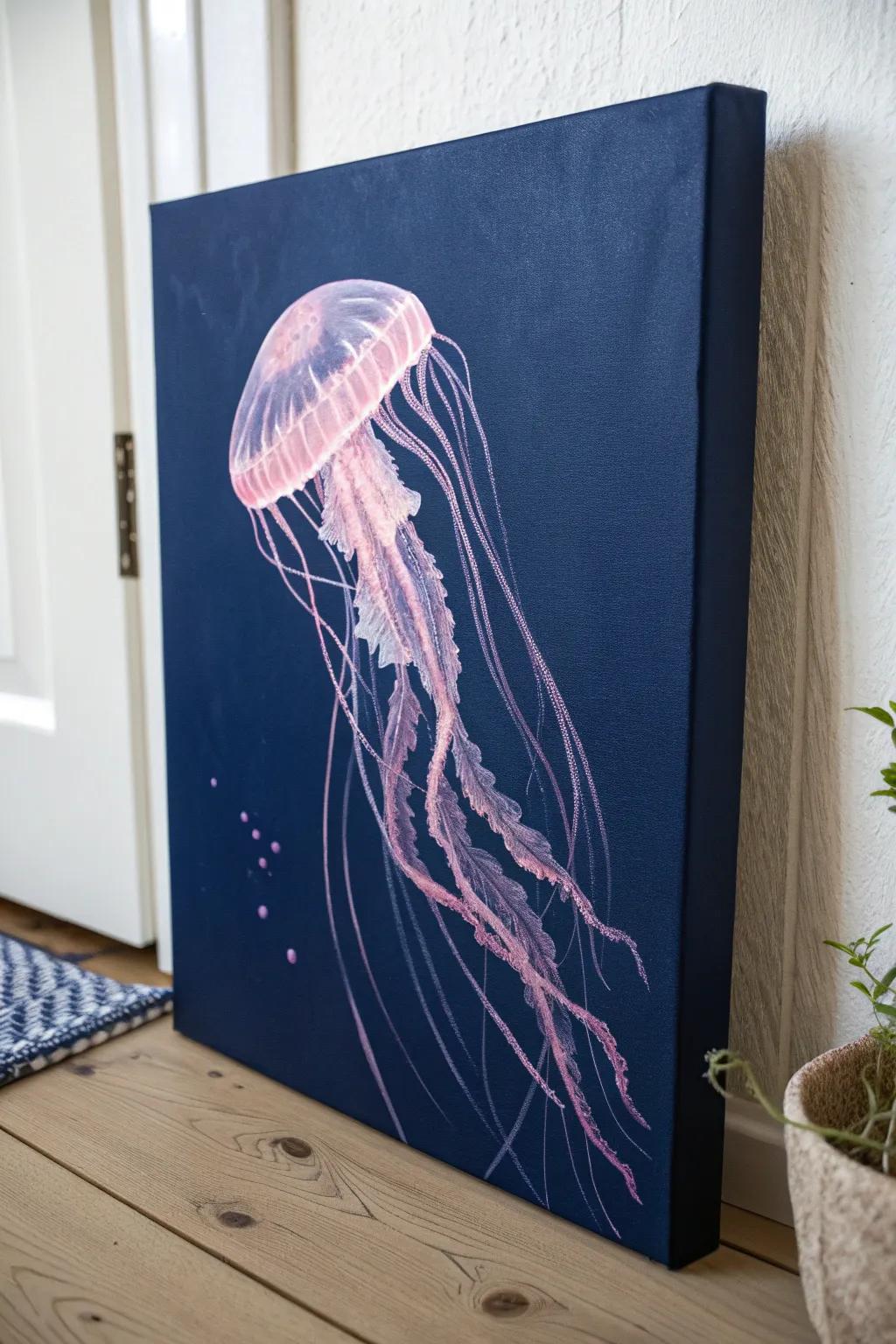 Immerse yourself in elegance with this understated jellyfish creation, a fusion of simplicity and the deep sea's allure.