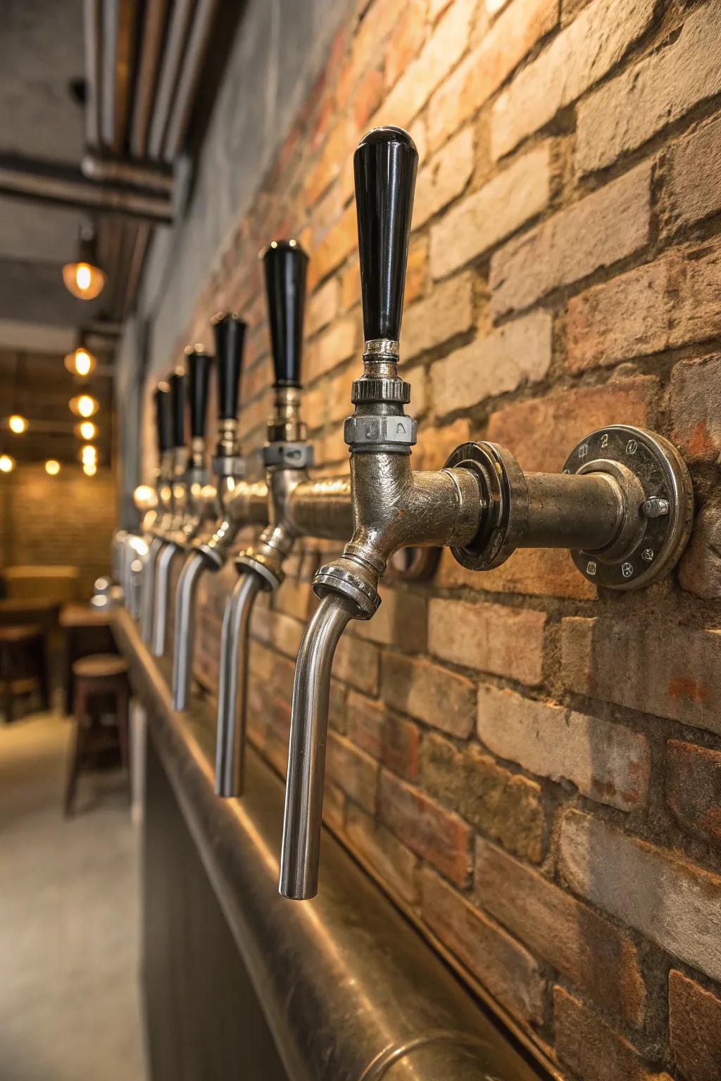 Showcase your style: Improve your area using this manufacturing inspired pipe beer tap layout.