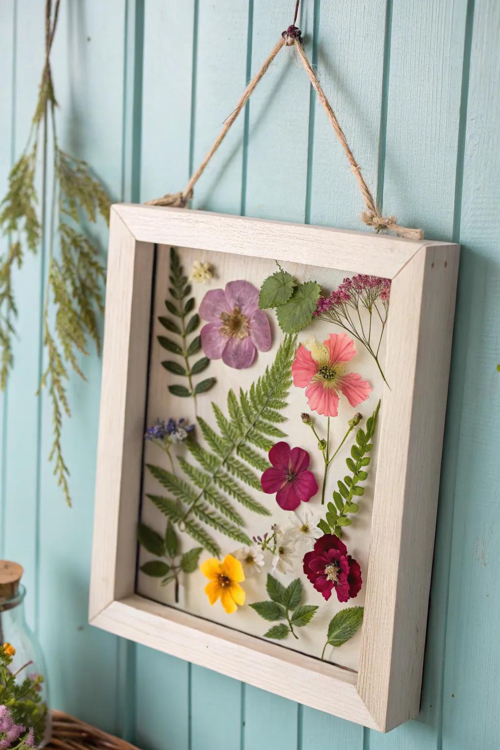 Cherish nature's splendor with a botanical-themed shadow box.