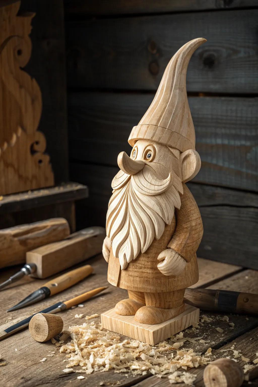 Bring charisma to your display shelf with this artisan-carved whimsical goblin, evidence of masterful skill.